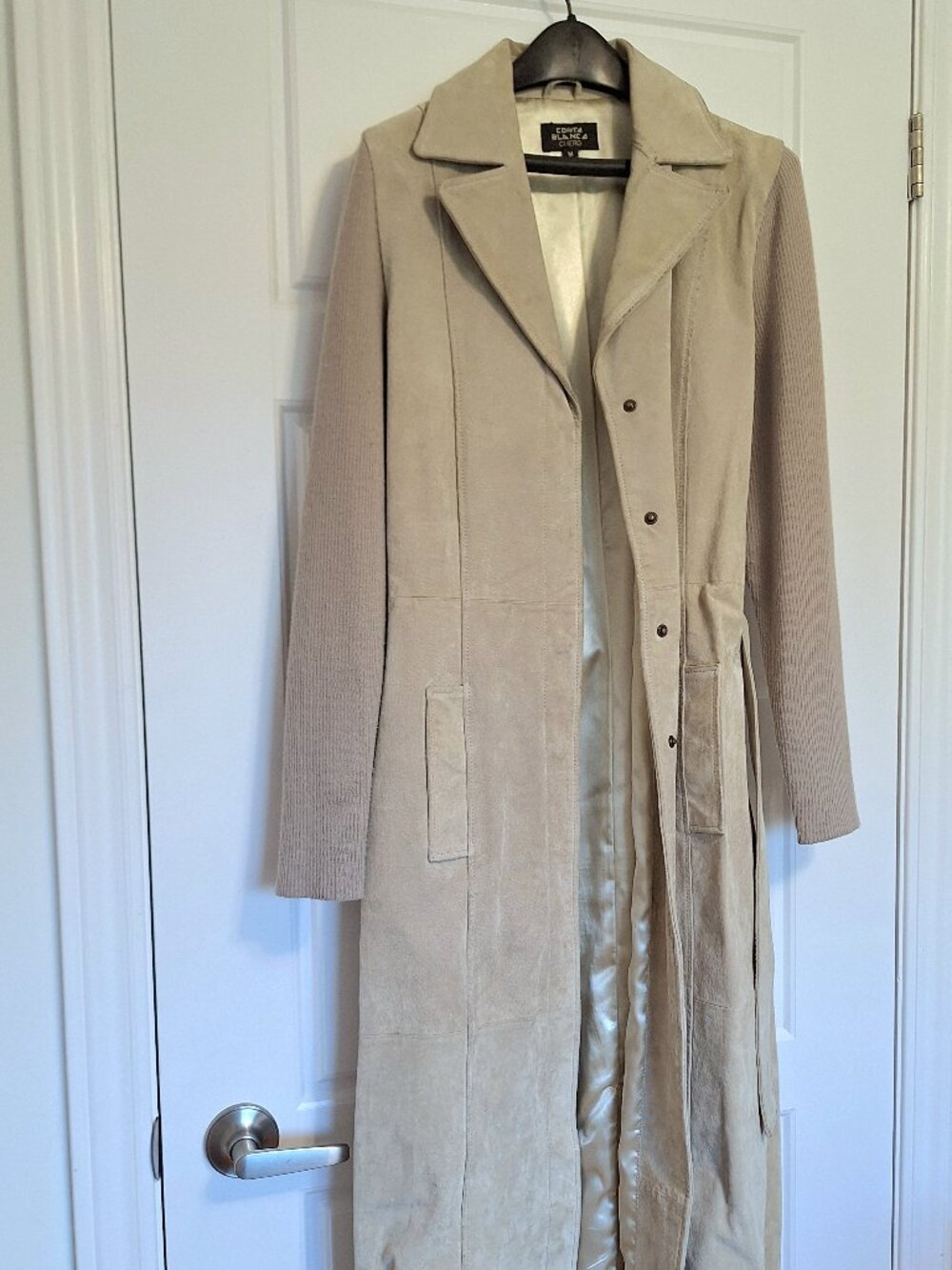 Costa Blanca Extra Long Real Suede Coat. Beige. Size M